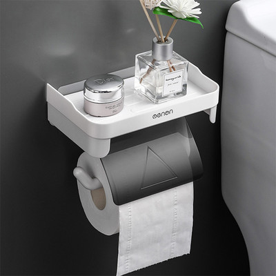 Βάση τοίχου Βάση χαρτιού τουαλέτας Αξεσουάρ χαρτιού μπάνιου Θήκες ραφιών Αυτοκόλλητη μπουνιά δωρεάν αξεσουάρ χαρτιού ρολό κουζίνας