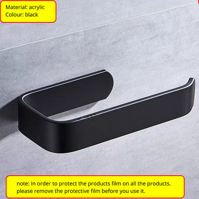 Držač akrilnog toaletnog papira Stalak za maramice Zidna kupaonica Držač za kuhinjske role Stalak za papirnate maramice Kuka Moderna crna vješalica