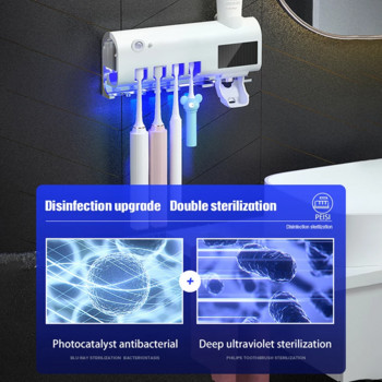 Държачи за UV стерилизация за четки за зъби Монтирани на стена Електрически изстисквачки за паста за зъби Дозатор Аксесоари за баня Слънчево зареждане