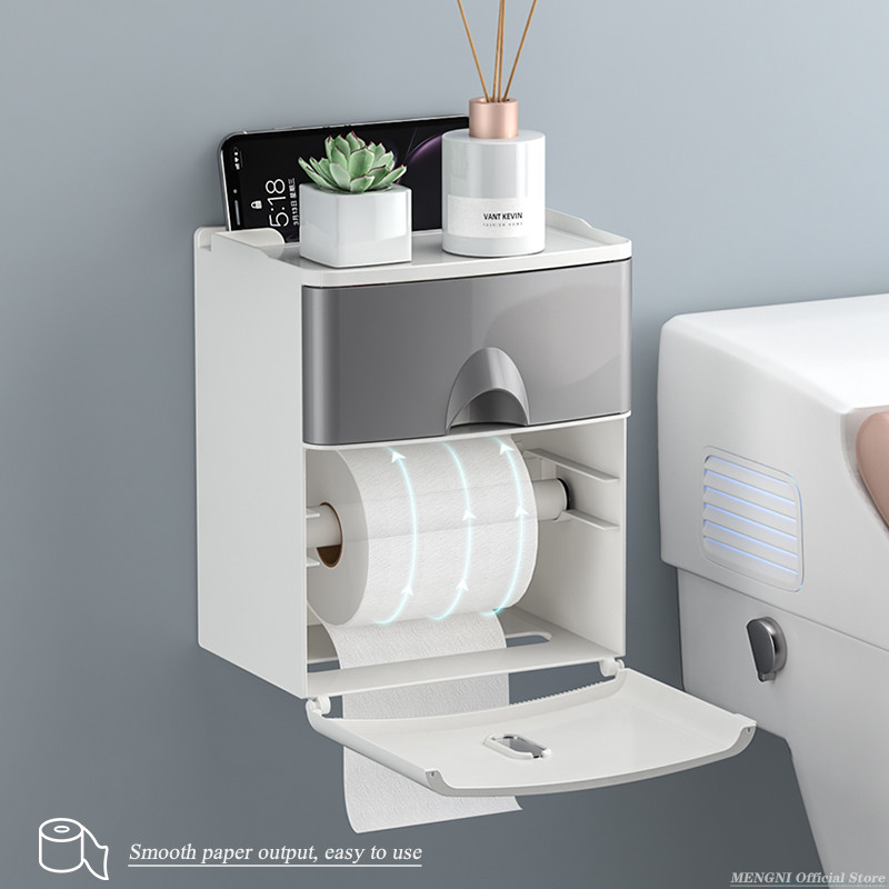 MENGNI Visokokvalitetni držač toaletnog papira Vodootporna kutija za pohranu maramica Zidni nosač Organizator toaletne rolne Setovi kupaonskog pribora