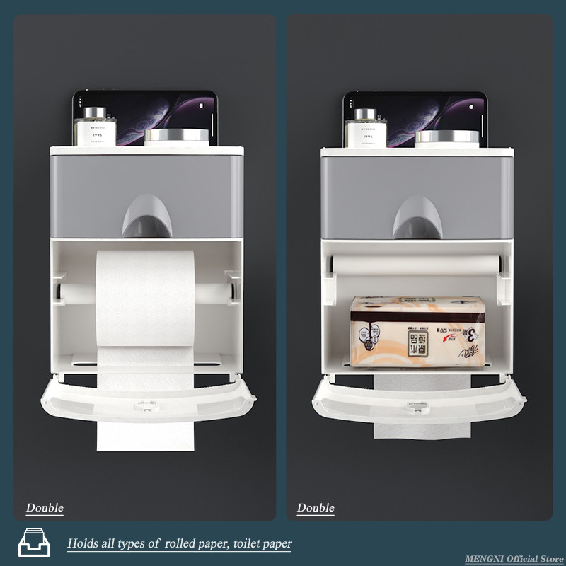 MENGNI Visokokvalitetni držač toaletnog papira Vodootporna kutija za pohranu maramica Zidni nosač Organizator toaletne rolne Setovi kupaonskog pribora