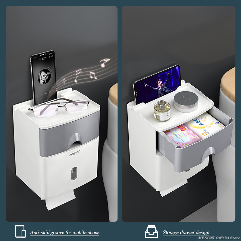 MENGNI Visokokvalitetni držač toaletnog papira Vodootporna kutija za pohranu maramica Zidni nosač Organizator toaletne rolne Setovi kupaonskog pribora