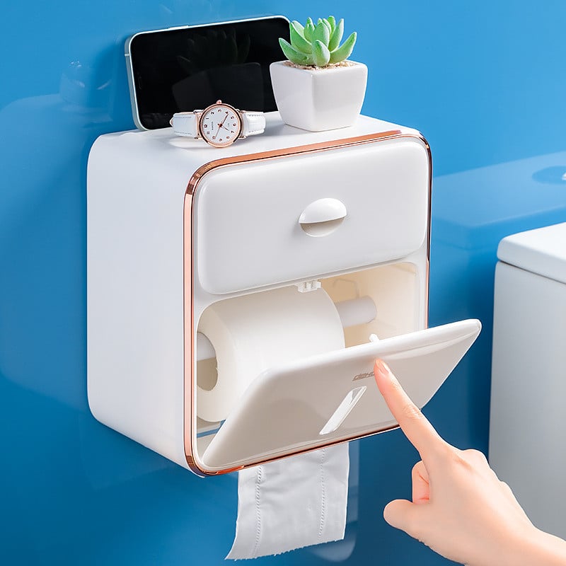 Višenamjenska kutija za maramice Stalak za pohranu papira u roli bez bušenja Kuhinjska zidna viseća ladica Držač toaletnog papira za kupaonicu