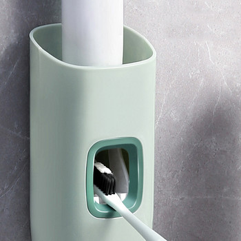 Монтирана на стена автоматична изстисквачка за паста за зъби Висяща поставка за четка за зъби Рафтове за съхранение в банята Инструмент за почистване на семеен дом