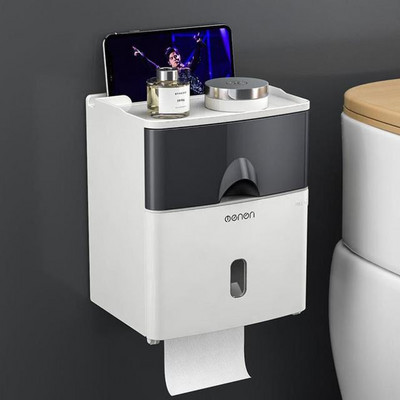 Zidni držač toaletnog papira Vodootporna kutija za maramice Kreativni pladanj Rola cijev Kutija za pohranu Wc Rola papira Stalak Polica Kupaonica