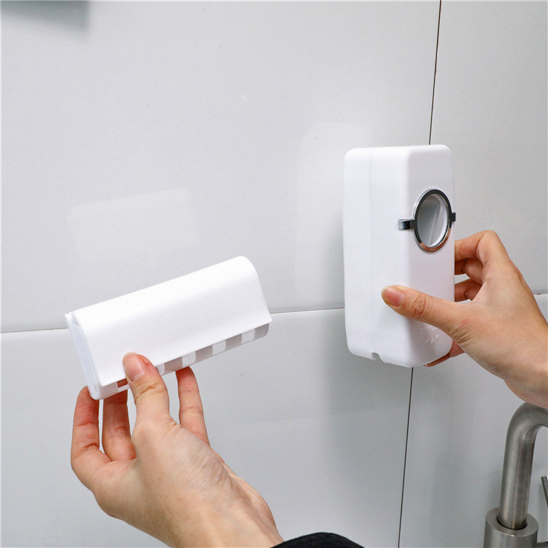 Automatski dozator paste za zube Set držača četkice za zube Kupaonica Bez probijanja Jaki ljepljivi stalak za montiranje na zid Cjedila za pastu za zube