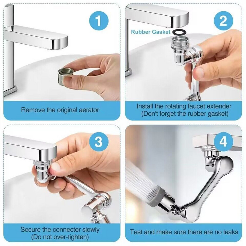 Nova metalna bakrena slavina s rotacijom od 1440°, produžetak za prozračivanje, slavine za filtar protiv prskanja, mlaznica s mjehurićima, kuhinjski raspršivač za uštedu vode