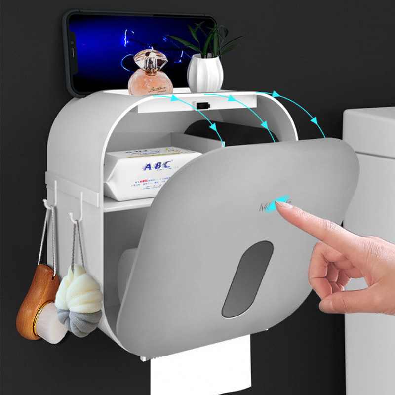 Vodootporni zidni nosač Držač toaletnog papira Polica Ladica za toaletni papir Rola papirna cijev Kutija za pohranu Kreativna ladica Kutija za maramice Dom