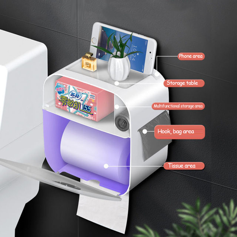 Vodootporni zidni nosač Držač toaletnog papira Polica Ladica za toaletni papir Rola papirna cijev Kutija za pohranu Kreativna ladica Kutija za maramice Dom