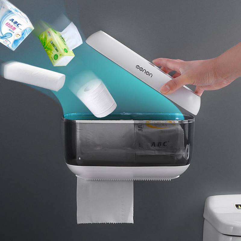 Vodootporni zidni nosač Držač toaletnog papira Polica Ladica za toaletni papir Rola papirna cijev Kutija za pohranu Kreativna ladica Kutija za maramice Dom