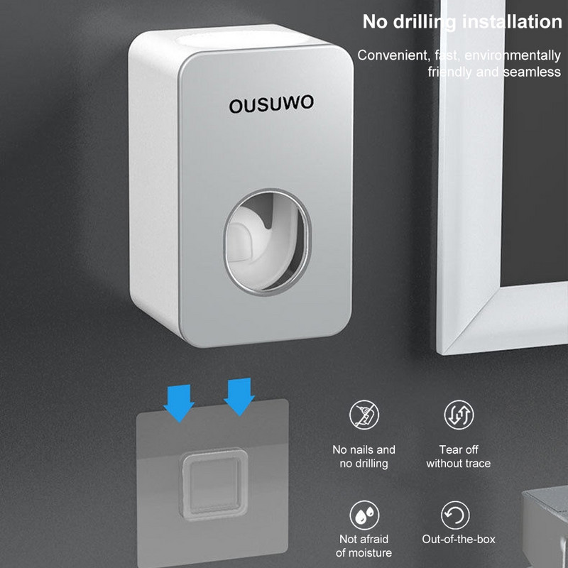 Držač četkice za zube Automatski dozator paste za zube Otporan na prašinu Ljepljivi usisni zidni stiskač paste za zube za kupaonicu