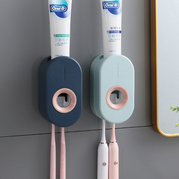 Аксесоари за баня Автоматична изстисквачка за паста за зъби без пробиване Скоба за стенен монтаж Поставка за четка за зъби за дома