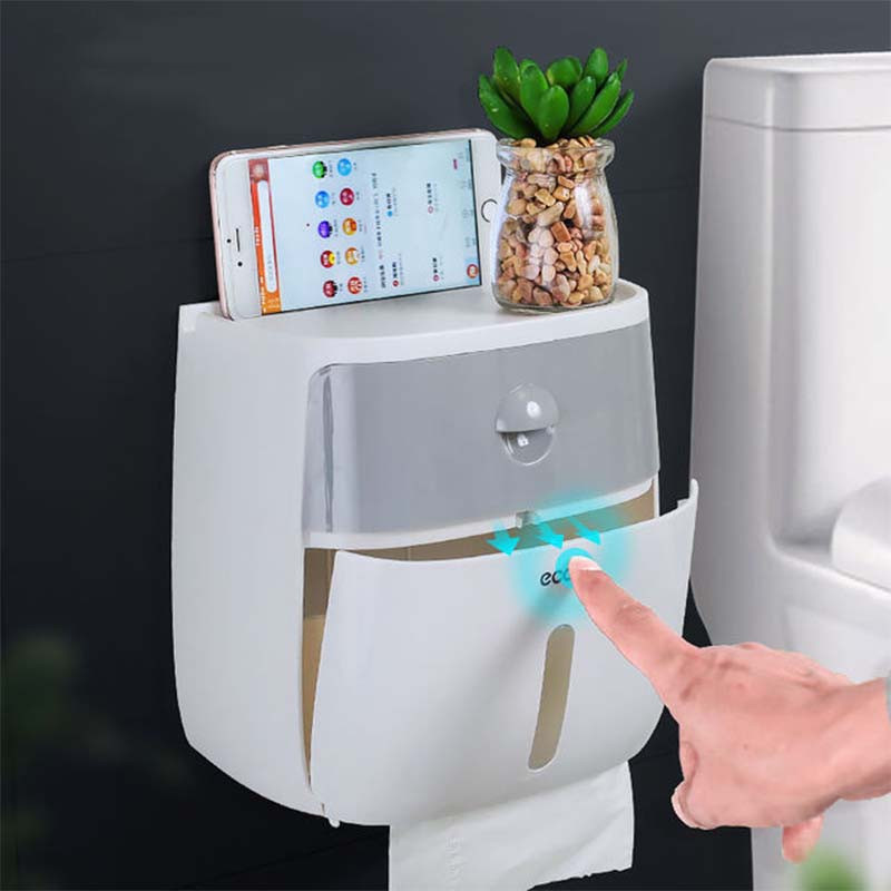 Dvoslojni držač toaletnog papira Vodootporna zidna kutija za pohranu Polica za kupaonicu Prijenosni dozator za toaletnu rolu Držač za rolu