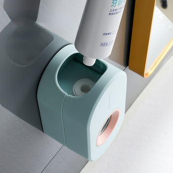 Залепващ автоматичен комплект за изстискване на паста за зъби, монтиран на стената държач за паста за зъби, поставка за четка за зъби, стенна изстисквачка за паста за зъби