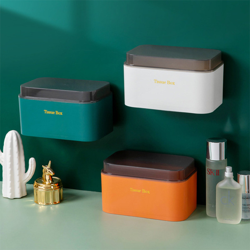 2021 Novi zidni držač toaletnog papira Plastična kutija za papirne maramice Držač rolne papira Vodootporna kupaonska kutija za pohranu Kućanstvo 3 boje