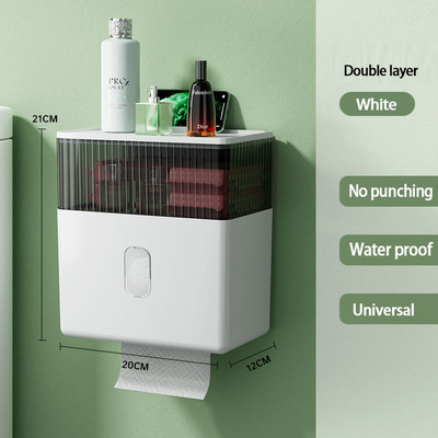 Zidni držač toaletnog papira Vodootporna cijev za rolu pladnja Kutija za pohranu toaletnog papira Pladanj Kutija za maramice Polica Kupaonski pribor
