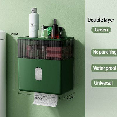 Zidni držač toaletnog papira Vodootporna cijev za rolu pladnja Kutija za pohranu toaletnog papira Pladanj Kutija za maramice Polica Kupaonski pribor