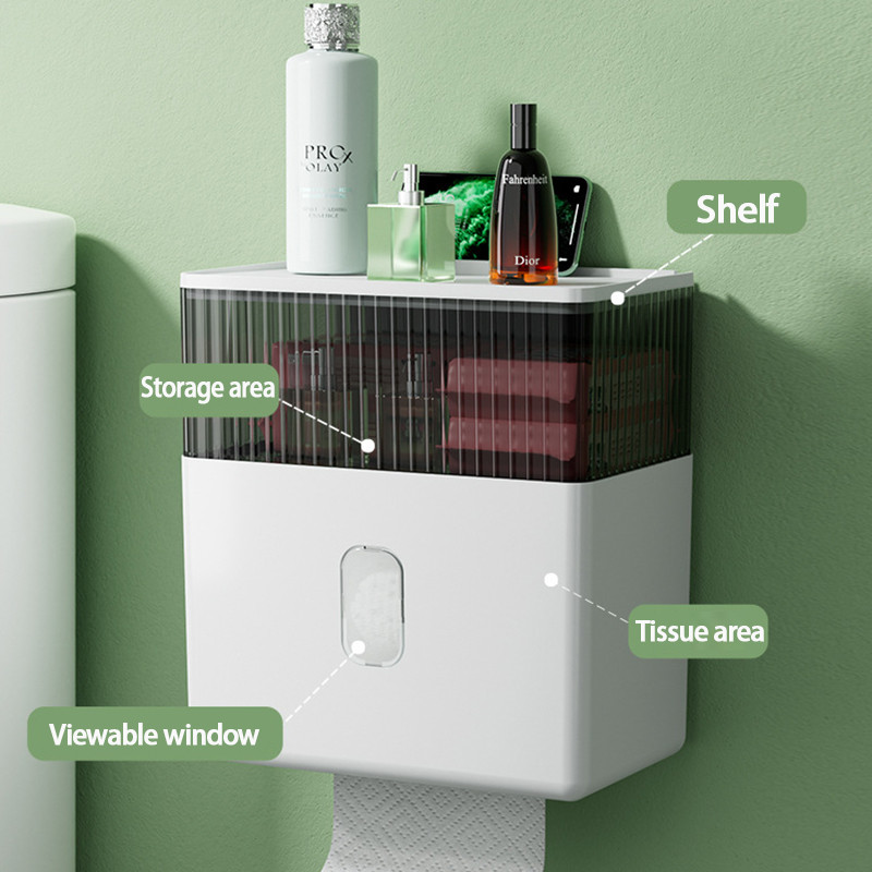 Zidni držač toaletnog papira Vodootporna cijev za rolu pladnja Kutija za pohranu toaletnog papira Pladanj Kutija za maramice Polica Kupaonski pribor