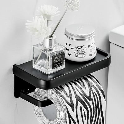 Držač role toaletnog papira S policom Aluminijski dozator toaletnog papira Bez bušilice Vješalica za maramice WC Kupaonski pribor