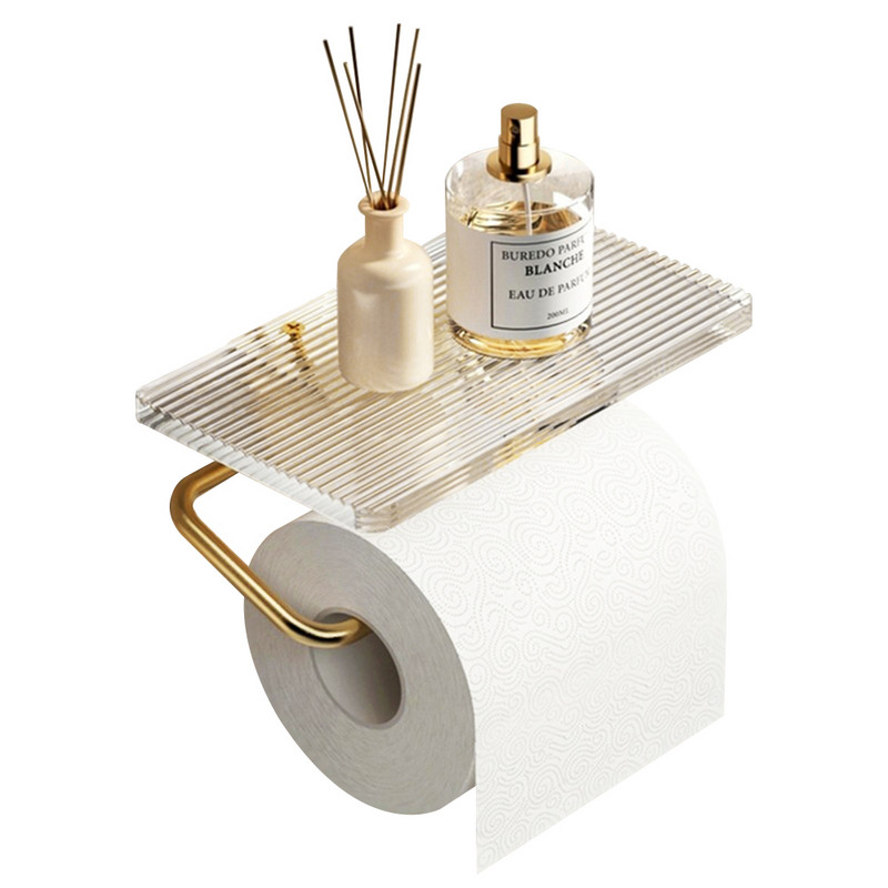 Luksuzni zlatni držač toaletnog papira s policom bez probijanja Držač papira od akrilne role Vješalica za maramice Kupaonski pribor