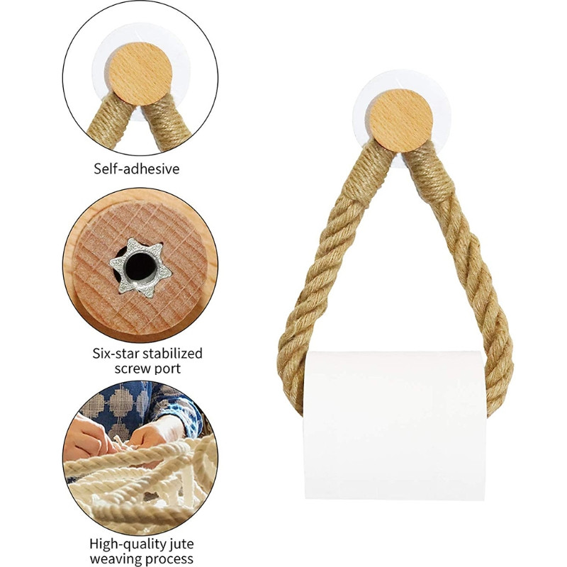 Držač za WC papir Retro Kuhinjska zidna rola Držač za uže od jute Stalak Dekoracija kupaonice