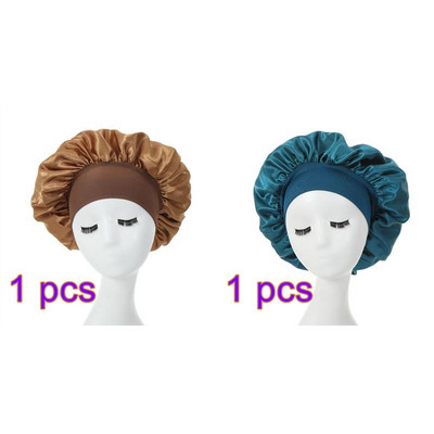 Căciuli de păr pentru femei de noapte de somn Bonnet mătăsos din satin cu două straturi Ajustați capacul capului Pălărie pentru accesorii pentru coafarea părului creț și elastic