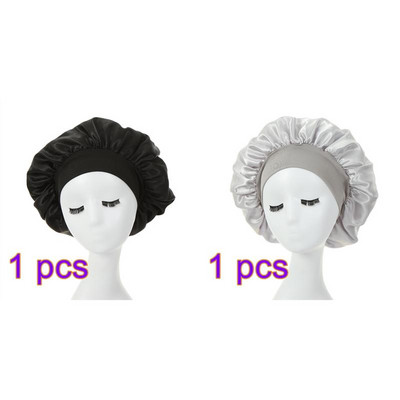 Căciuli de păr pentru femei de noapte de somn Bonnet mătăsos din satin cu două straturi Ajustați capacul capului Pălărie pentru accesorii pentru coafarea părului creț și elastic