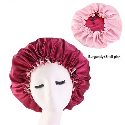 Moteriška Satin Solid Miegamoji kepurė naktinė miego kepurė Plaukų priežiūra Bonnet Naktinė kepurė moterims Vyriška Unisex Cap Bonnet De Nuit Shower Turban
