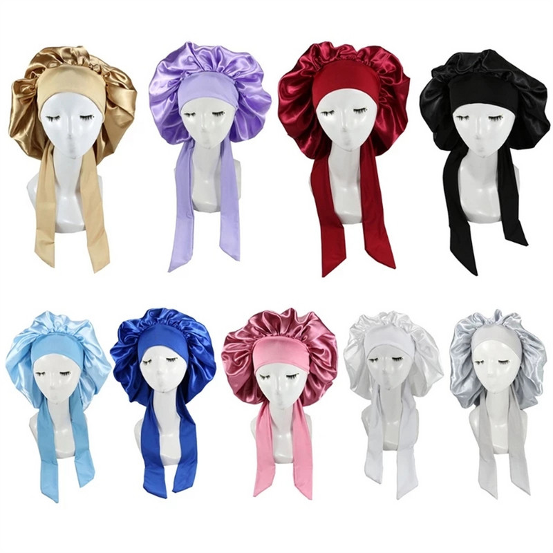 Moteriška Satin Solid Miegamoji kepurė naktinė miego kepurė Plaukų priežiūra Bonnet Naktinė kepurė moterims Vyriška Unisex Cap Bonnet De Nuit Shower Turban