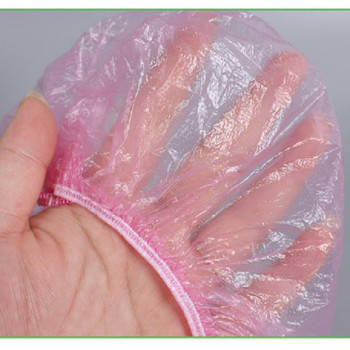 50/τεμ/σετ Πλαστική ντουζιέρας μιας χρήσης Γυναικεία αδιάβροχη σκουφάκι μαλλιών Pink Spa Salon Hotel Βαφή μαλλιών Ελαστική Καπέλα ντους Ρόζα μπάνιου