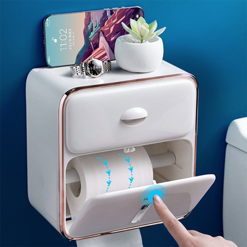 Vodootporni zidni nosač Držač toaletnog papira Kutija za maramice Kreativni pladanj Rola cijev Kutija za pohranu Wc Rola papira Stalak Polica Kupaonica