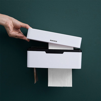 Κουτί χαρτιού μπάνιου Σχάρα χαρτιού υγείας Αδιάβροχη βάση χαρτιού σε ρολό Δημιουργικό πλαστικό κουτί αποθήκευσης αυτοκόλλητο τοίχου