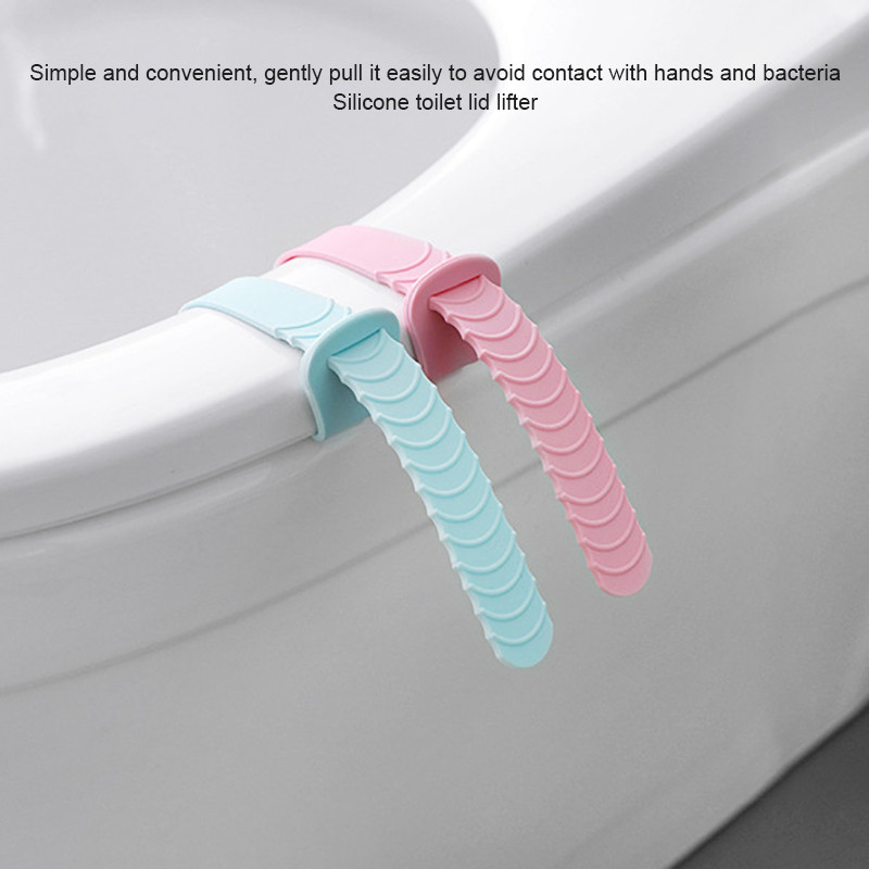 Ružičasta i plava kućanska navlaka za WC školjku od 2 komada Silikonska navlaka za WC školjku Podesiva navlaka za WC školjku u čučnju Ručka za WC školjku Kupaonski pribor