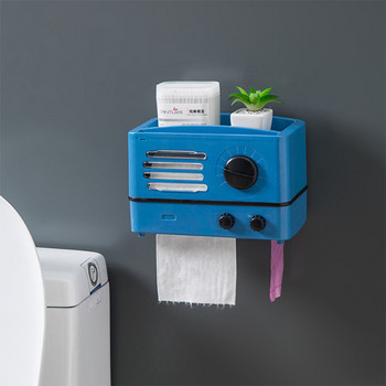 Ретро радио кутия за кърпички Стенен държач за тоалетна хартия Водоустойчива ролка Хартиена тръба Тава за съхранение Поставка за съхранение Продукт за баня