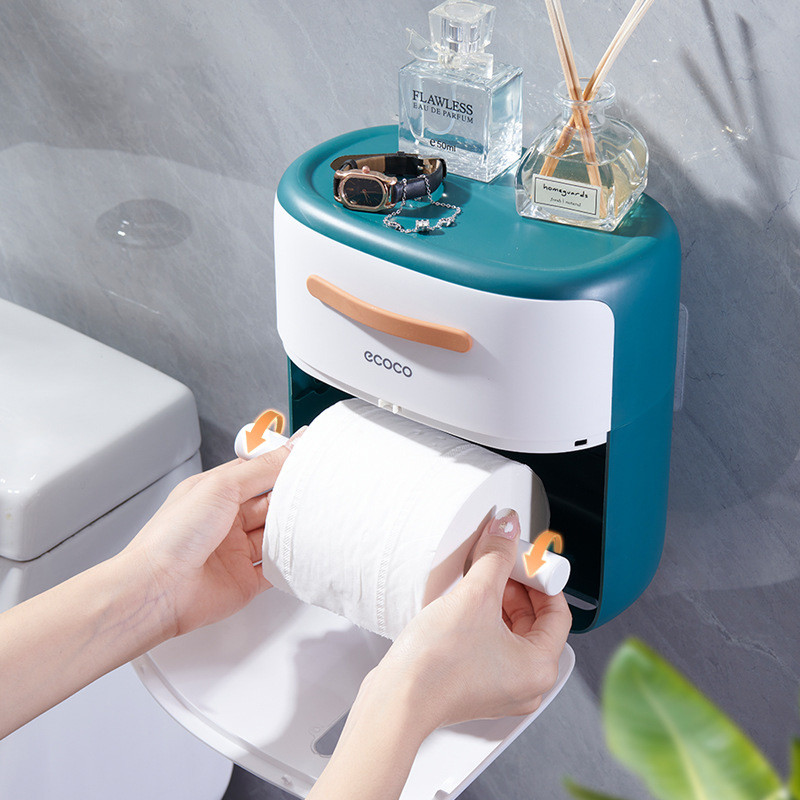 Dvoslojni držač toaletnog papira Zidna kutija za pohranu papirnih maramica Vodootporna kutija za stalak za wc rolu papira Kupaonski pribor