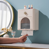 Kutija za držač toaletnog papira bez bušenja Vodootporna kutija za pohranu maramica Kupaonski stalak Zidni držač za pohranu u kuhinji i kupaonici