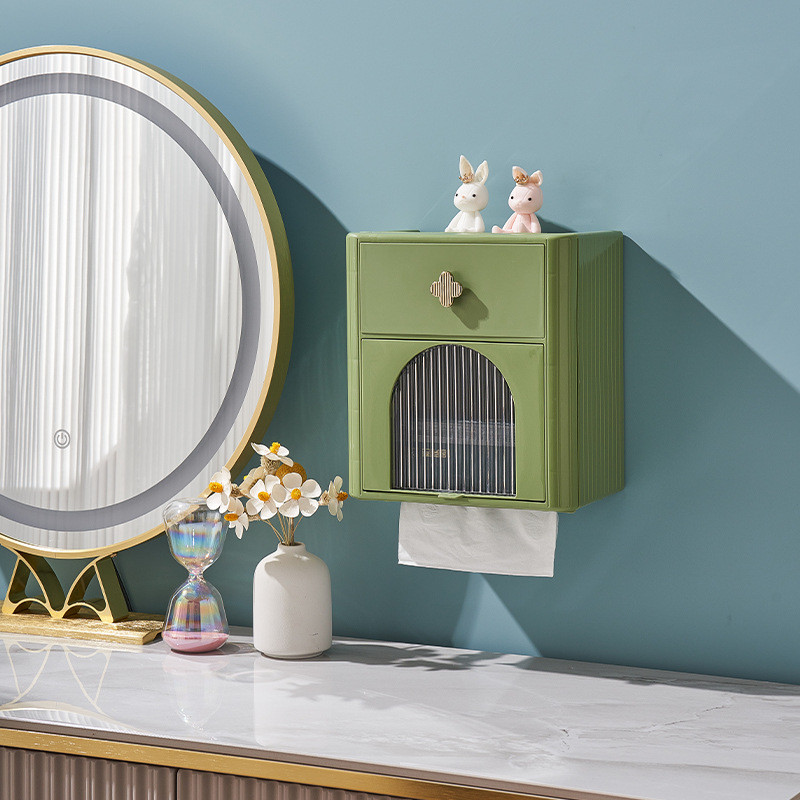 Kutija za držač toaletnog papira bez bušenja Vodootporna kutija za pohranu maramica Kupaonski stalak Zidni držač za pohranu u kuhinji i kupaonici