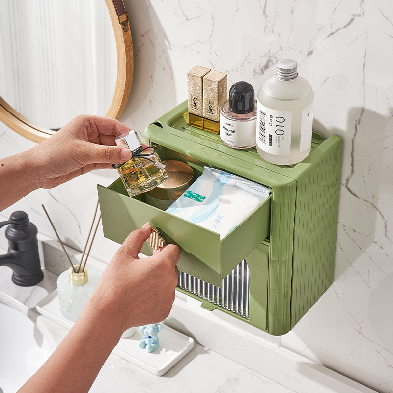 Kutija za držač toaletnog papira bez bušenja Vodootporna kutija za pohranu maramica Kupaonski stalak Zidni držač za pohranu u kuhinji i kupaonici