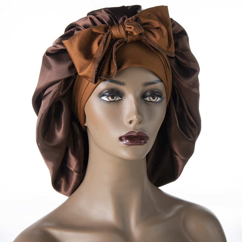 Moteriška Satin Solid Miegamoji kepurė naktinė miego kepurė Plaukų priežiūra Bonnet Naktinė kepurė moterims Vyriška Unisex Cap Bonnet De Nuit Shower Turban