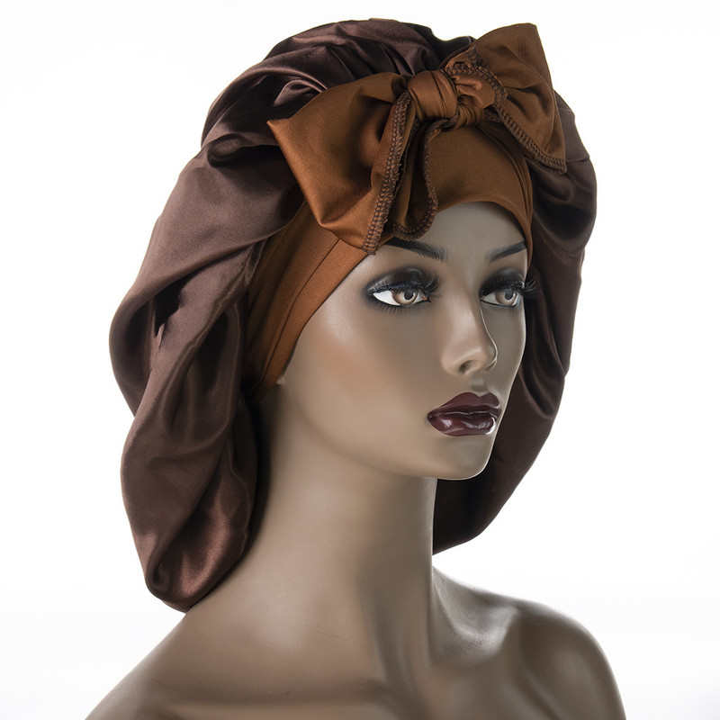 Moteriška Satin Solid Miegamoji kepurė naktinė miego kepurė Plaukų priežiūra Bonnet Naktinė kepurė moterims Vyriška Unisex Cap Bonnet De Nuit Shower Turban