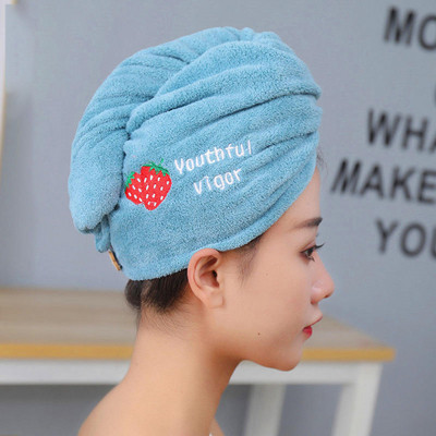 Ručnik za sušenje kose od mikrovlakana, super upijajući omotač za trenutno sušenje kose s gumbom protiv kovrčanja, meka kapa za tuširanje, ručnik za glavu