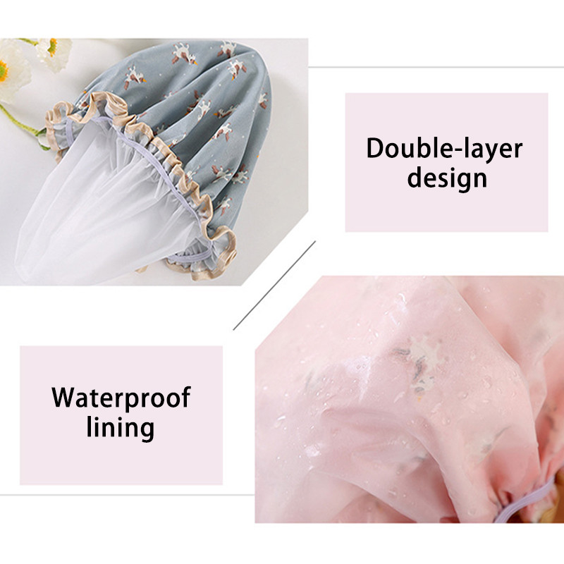 1 kom kapa za kupanje crtani dvoslojni vodootporni poliester pamuk pokrivač za kosu Višebojni šeširi za tuširanje Kupaonski proizvodi