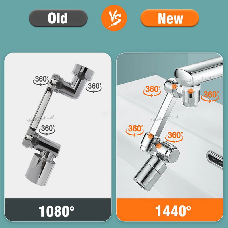Nova univerzalna slavina s produžetkom rotacije 1440° Perlator Plastični filtar za prskanje Kuhinjske slavine za umivaonik Mlaznica za mjehuriće Robotska ruka
