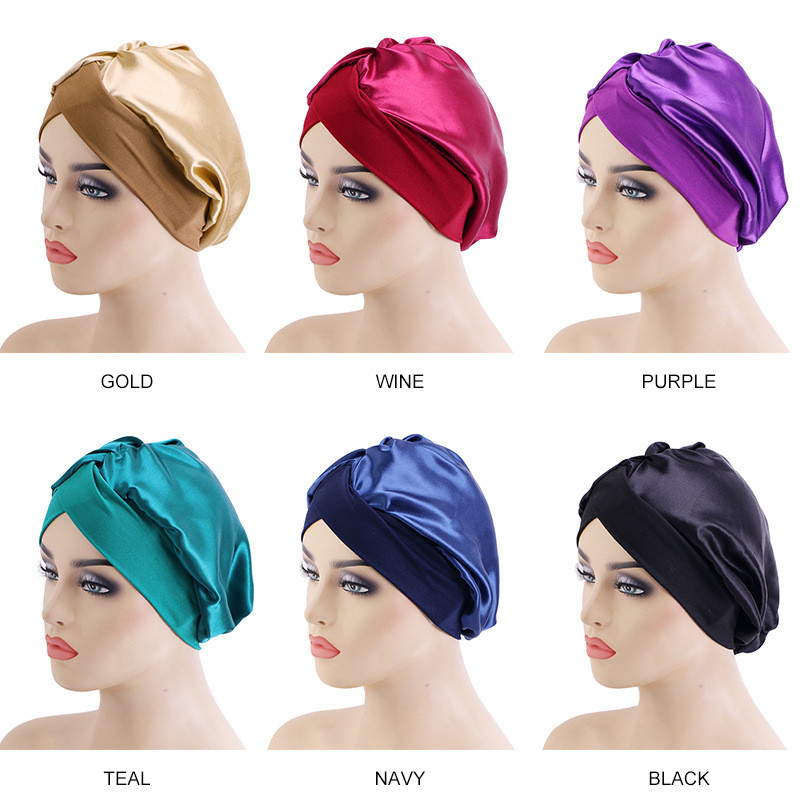 Jauna sieviešu satīna pārsegu plata elastīga josla matu kopšana ērta dāmu nakts miega dušas cepure Adjust matu veidošanas vāciņš galvas ietīšana