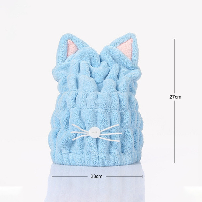 Cute Cat mikrošķiedras matu žāvēšanas dvieļu vannas vāciņš Spēcīgi uzsūcošs žāvējošs garš mīksts īpašs sausu matu vāciņš dvielis ar koraļļu samtu