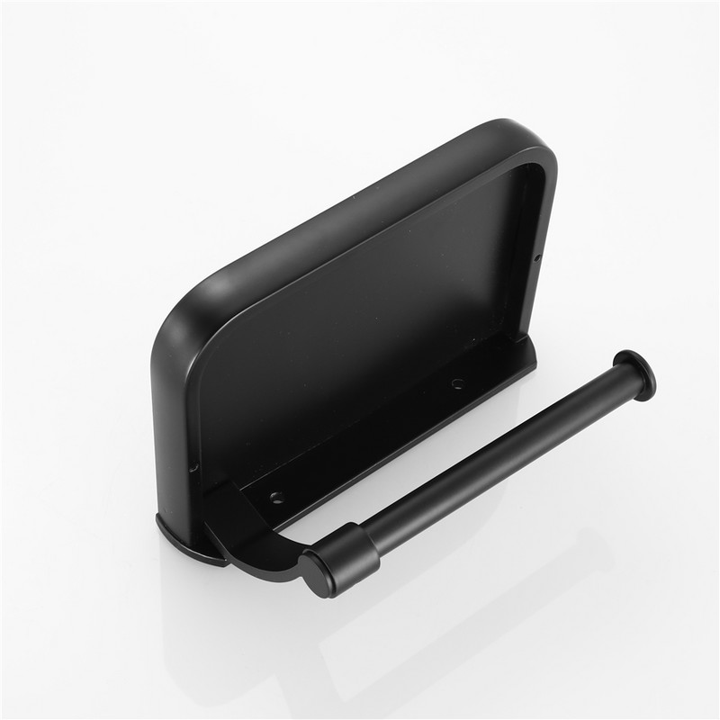 Zidni crni držač toaletnog papira Držač svilenog papira Držač role s policom za odlaganje telefona Kupaonski pribor
