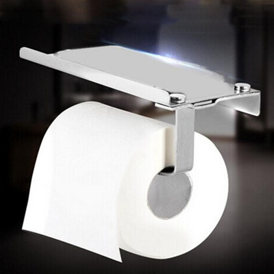 Zidni držač toaletnog papira Aluminijski stalak za papirnate maramice Dozator toaletnog papira s policom za odlaganje telefona za kupaonski organizator