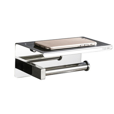 Zidni držač toaletnog papira Aluminijski stalak za papirnate maramice Dozator toaletnog papira s policom za odlaganje telefona za kupaonski organizator