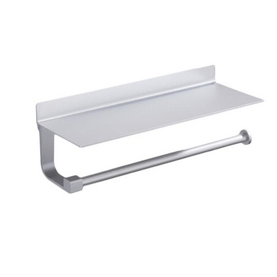 Zidni držač toaletnog papira Aluminijski stalak za papirnate maramice Dozator toaletnog papira s policom za odlaganje telefona za kupaonski organizator