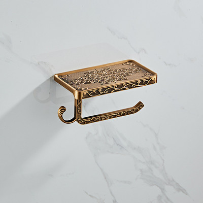 Oprema za kupaonicu Držač za mobilni telefon od bijelog papira Prostorni aluminijski antikni držač za role s policom Kutija za toaletni papir Zidni nosač